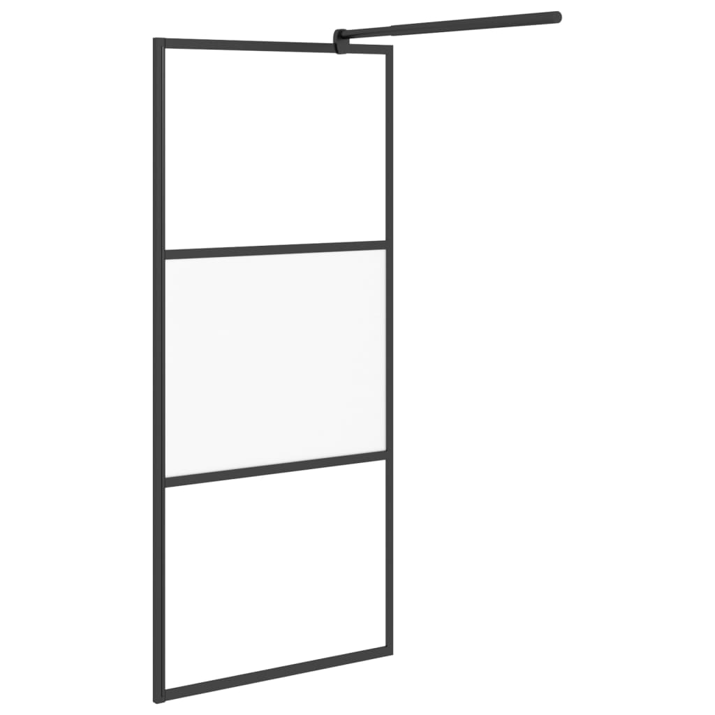 Bruseafskærmning til bruseniche 80x195 cm ESG halvmat sort