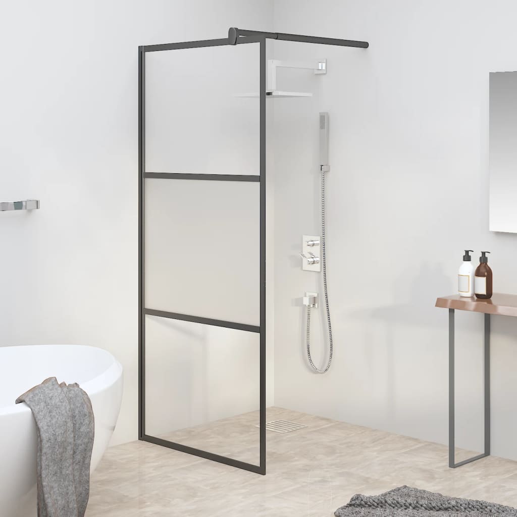 Bruseafskærmning til bruseniche 80x195 cm ESG halvmat sort