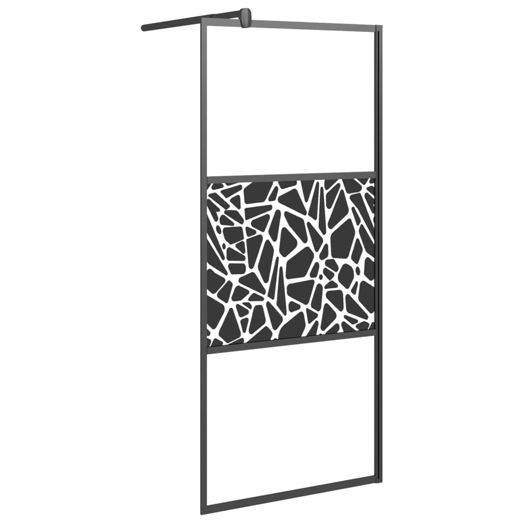 Brusevæg til brusekabine 80x195 cm ESG sten design sort