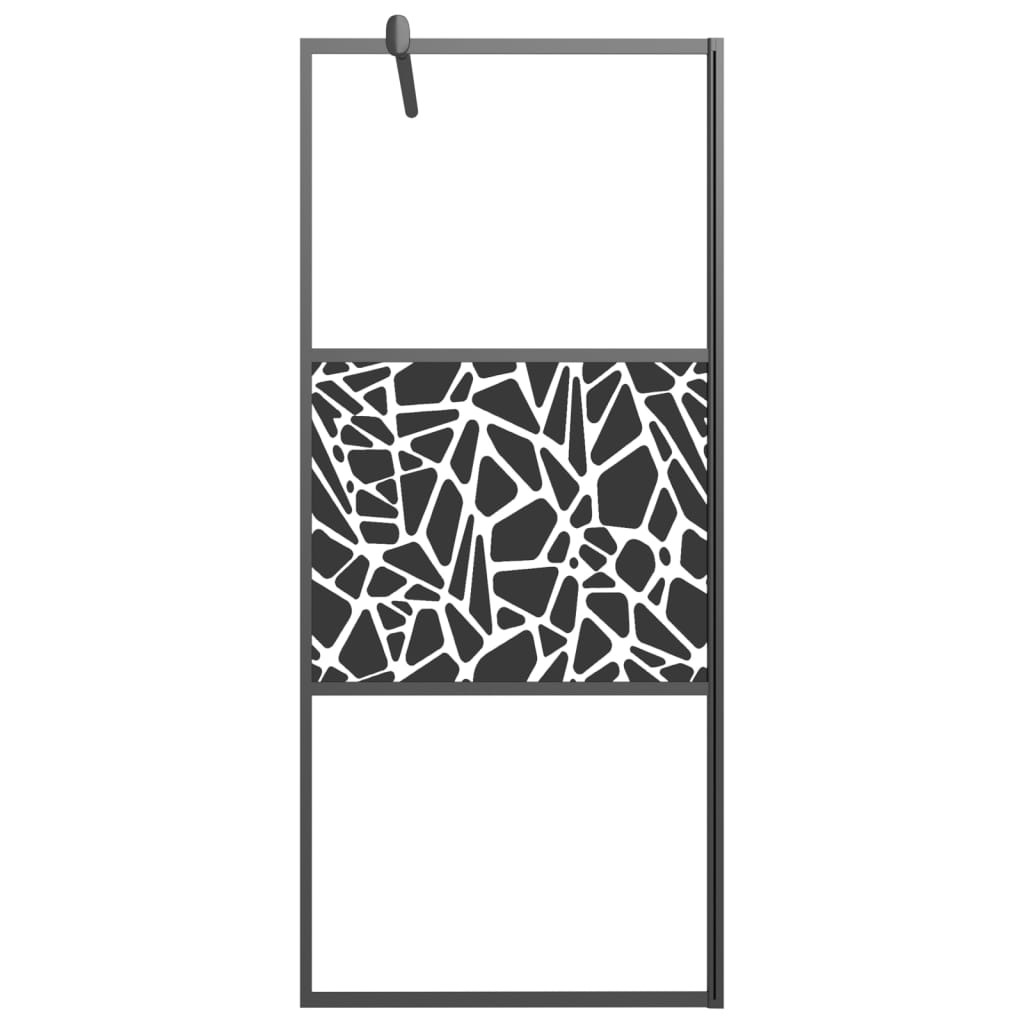Brusevæg til bruseniche 90x195 cm ESG sten design sort