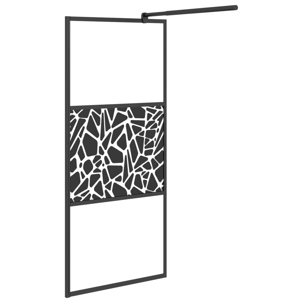 Brusevæg til bruseniche 90x195 cm ESG sten design sort