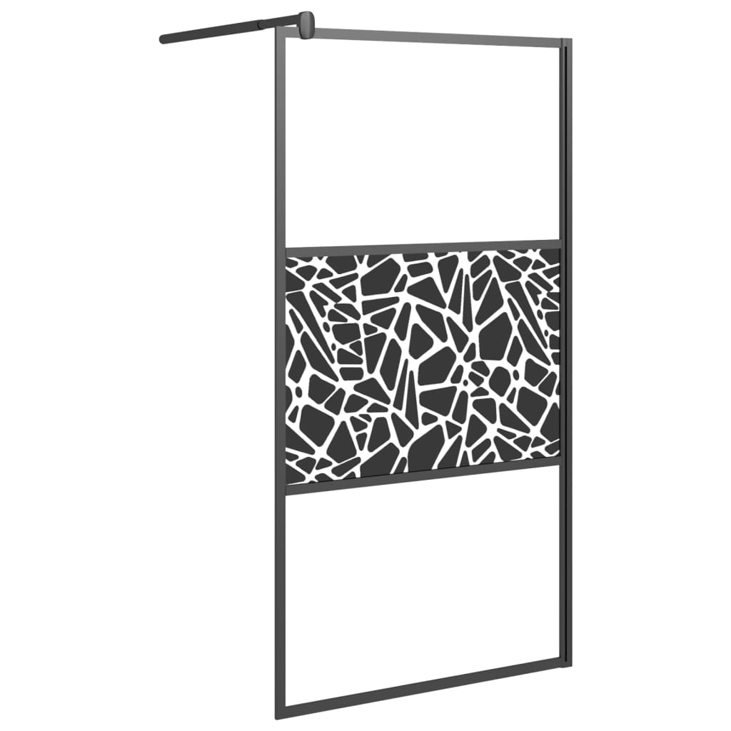 Brusevæg til brusekabine 100x195cm ESG sten design sort