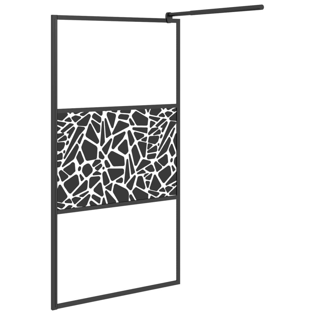 Brusevæg til brusekabine 100x195cm ESG sten design sort