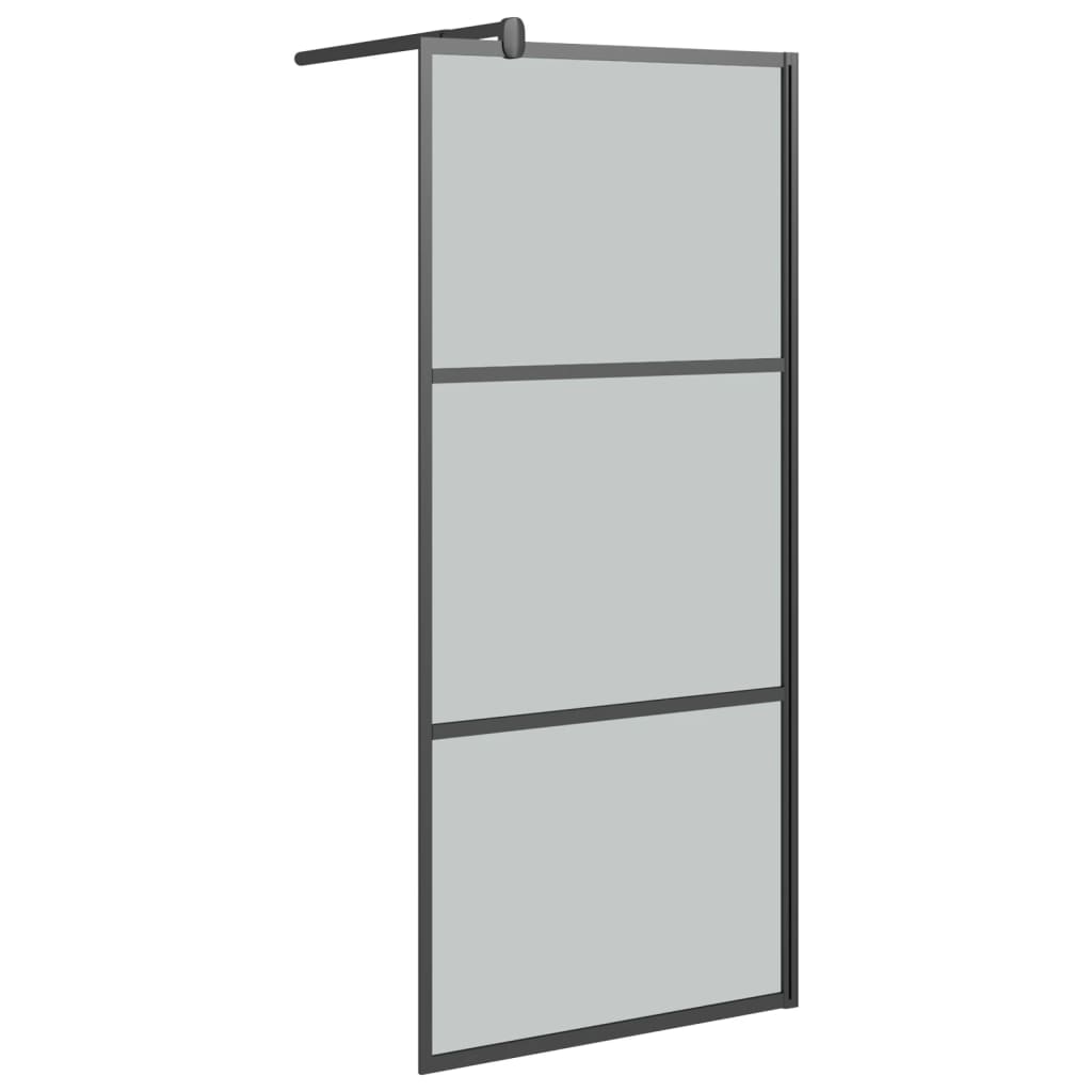 Bruseafskærmning til bruseniche 80x195 cm mørkt hærdet glas sort
