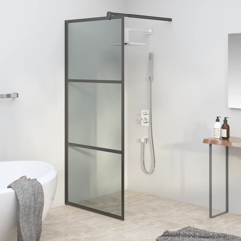 Bruseafskærmning til bruseniche 80x195 cm mørkt hærdet glas sort