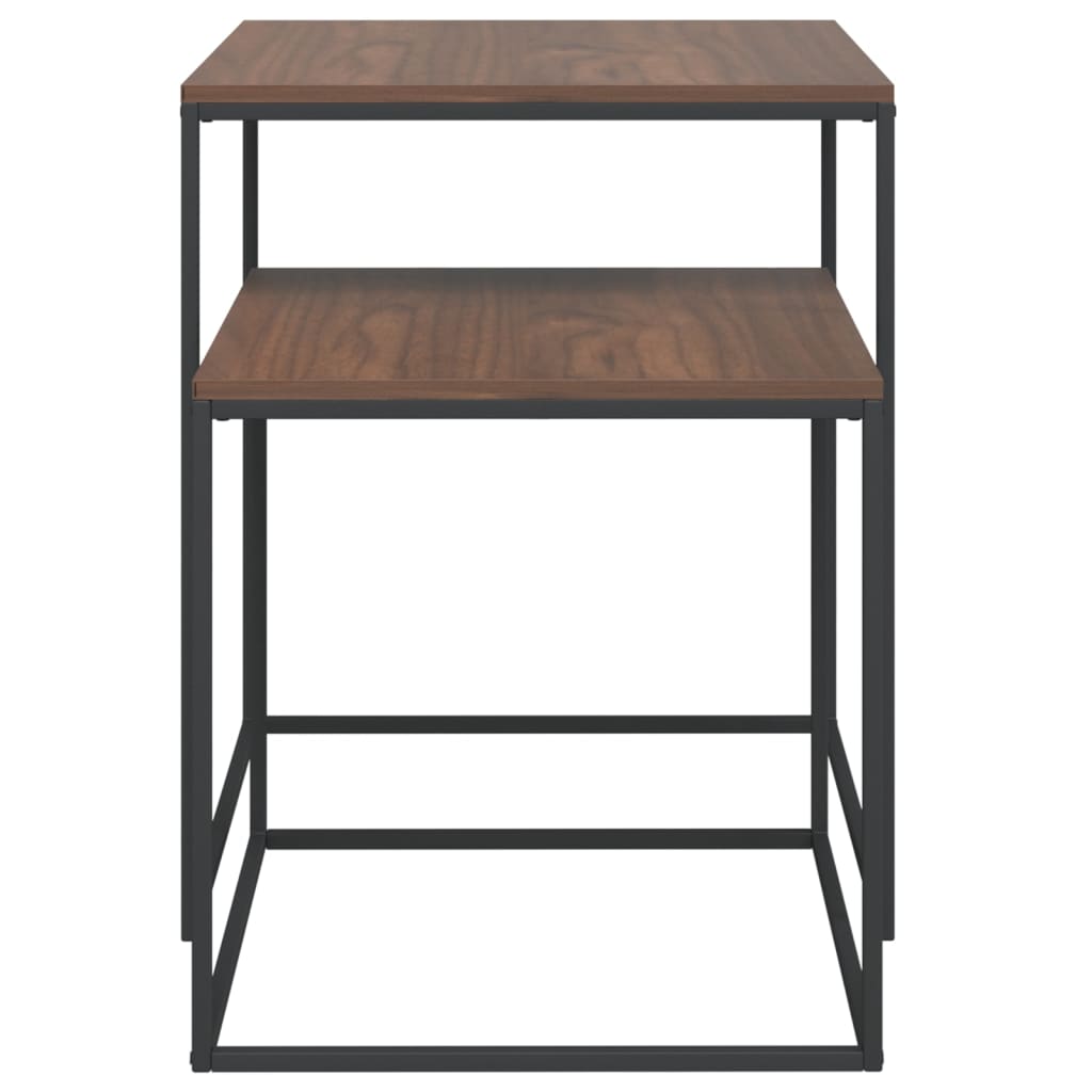 sofabordssæt 2-delt træbaseret materiale og metal