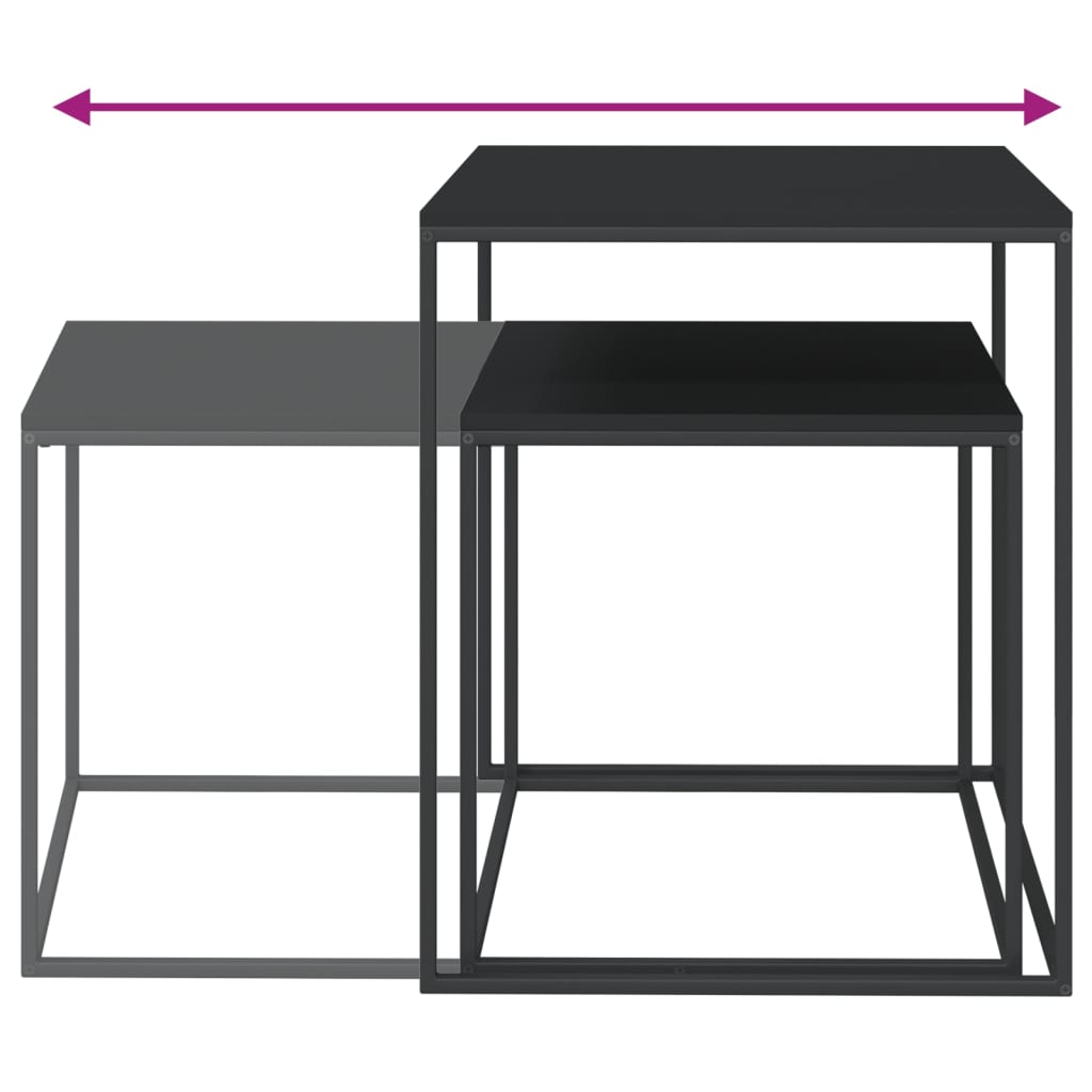 sofabordssæt 2-delt træbaseret materiale og metal