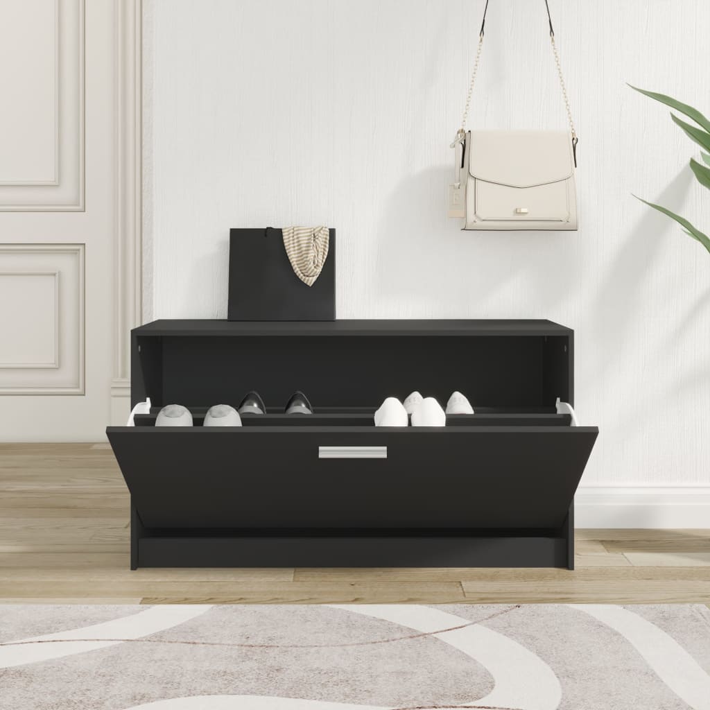Schuhbank Schwarz 80 x 24 x 45 cm Holzwerkstoff