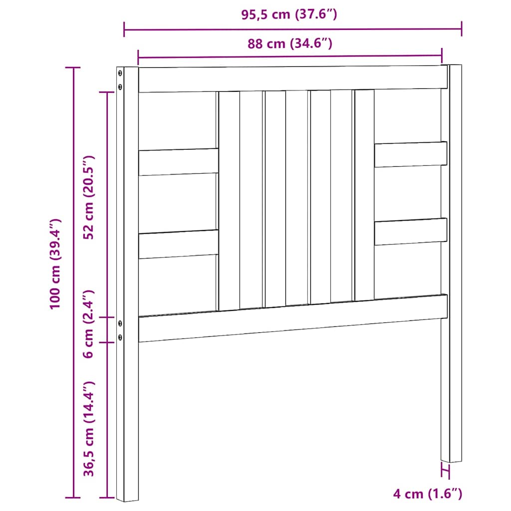 Kopfteil Honigbraun 96x4x100 cm Massivholz Kiefer
