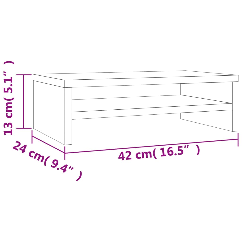 Monitorstativ røget eg 42x24x13 cm træmateriale