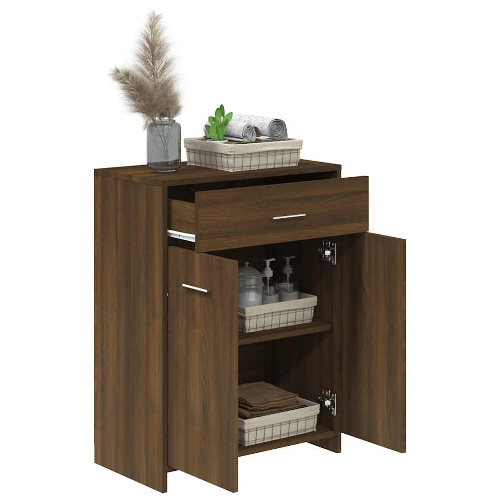 Badeværelsesskab Brun Eg Look 60x33x80 cm Træmateriale