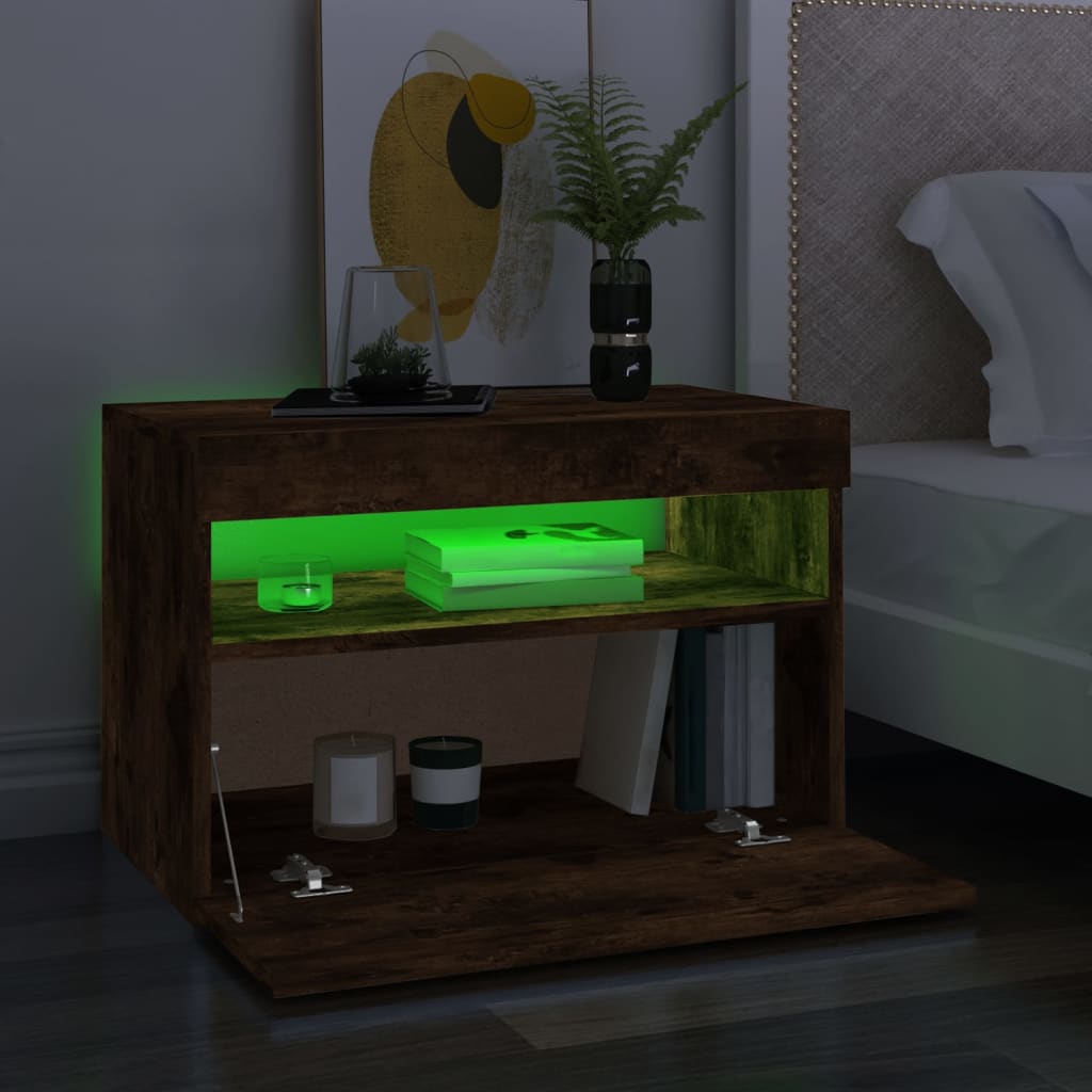 TV-Schrank mit LED-Leuchten Räuchereiche 60x35x40 cm