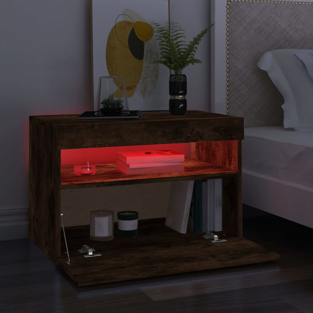 TV-Schrank mit LED-Leuchten Räuchereiche 60x35x40 cm