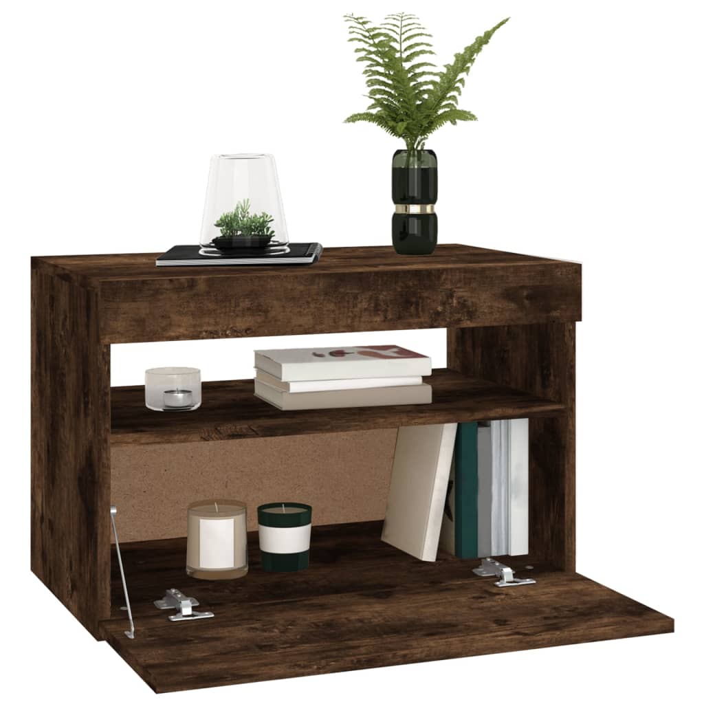 TV-Schrank mit LED-Leuchten Räuchereiche 60x35x40 cm