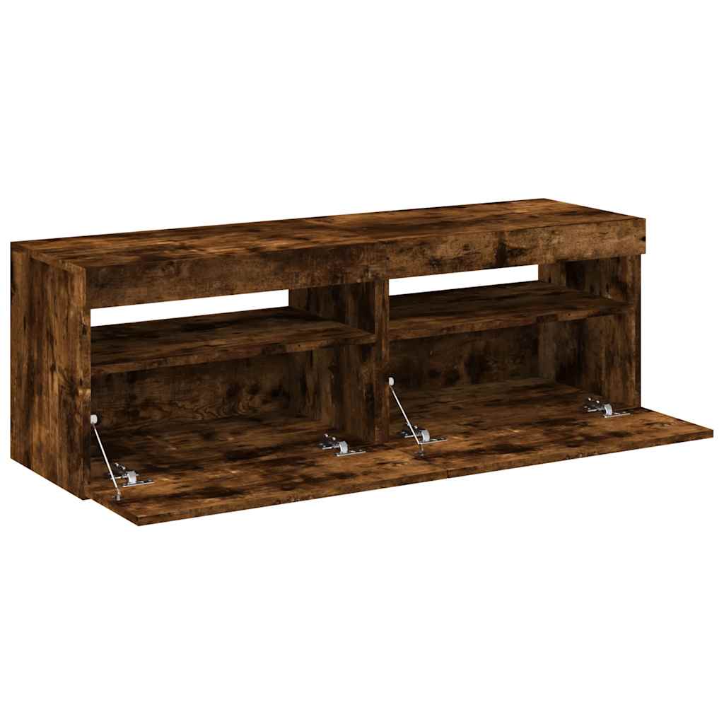 TV-Schränke 2 Stk. mit LED-Leuchten Räuchereiche 60x35x40 cm