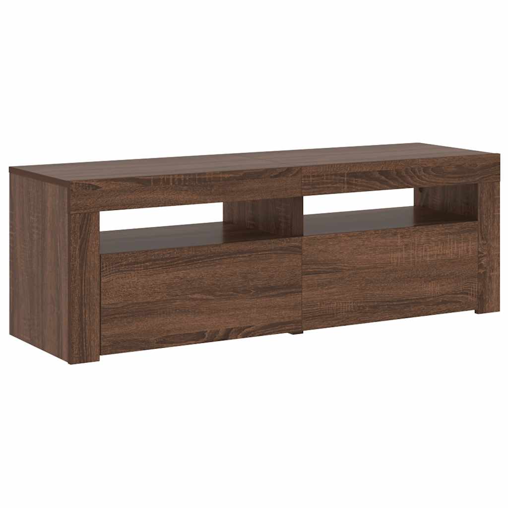 TV-Schrank mit LED-Leuchten Braun Eichen-Optik 120x35x40 cm