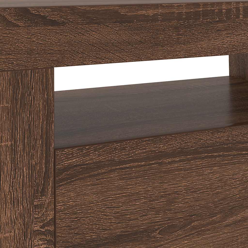 TV-Schrank mit LED-Leuchten Braun Eichen-Optik 120x35x40 cm