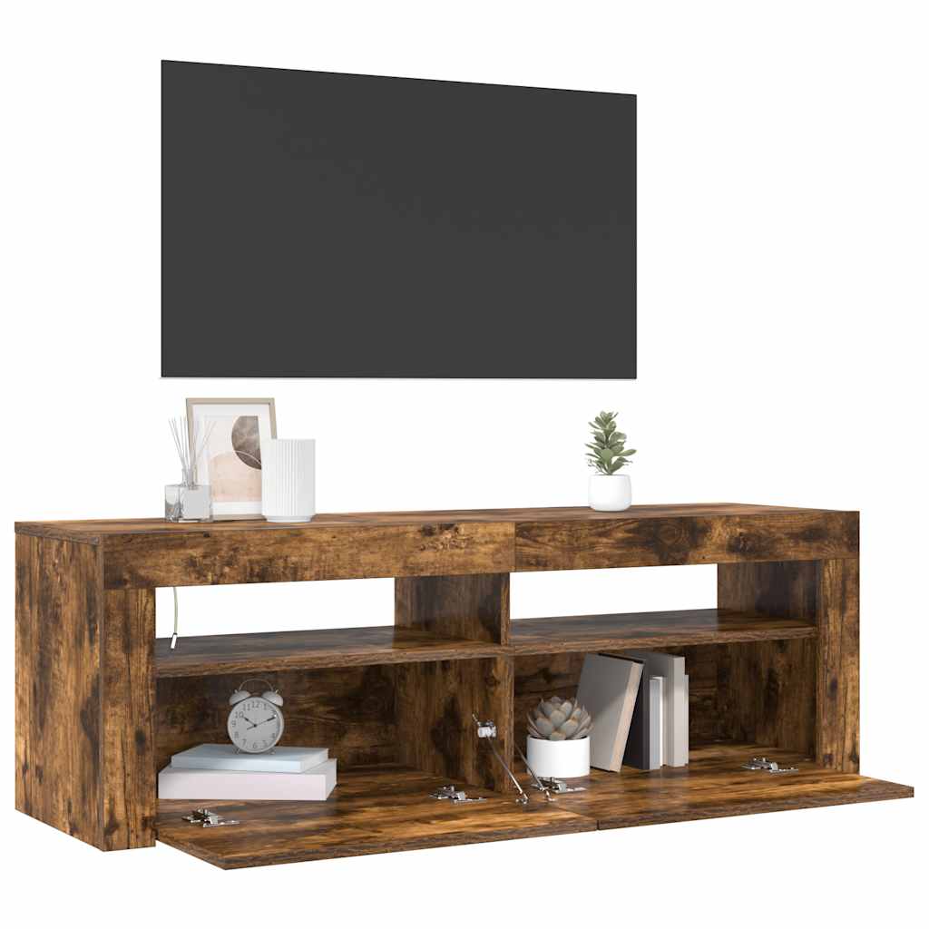 TV-Schrank mit LED-Leuchten Räuchereiche 120x35x40 cm