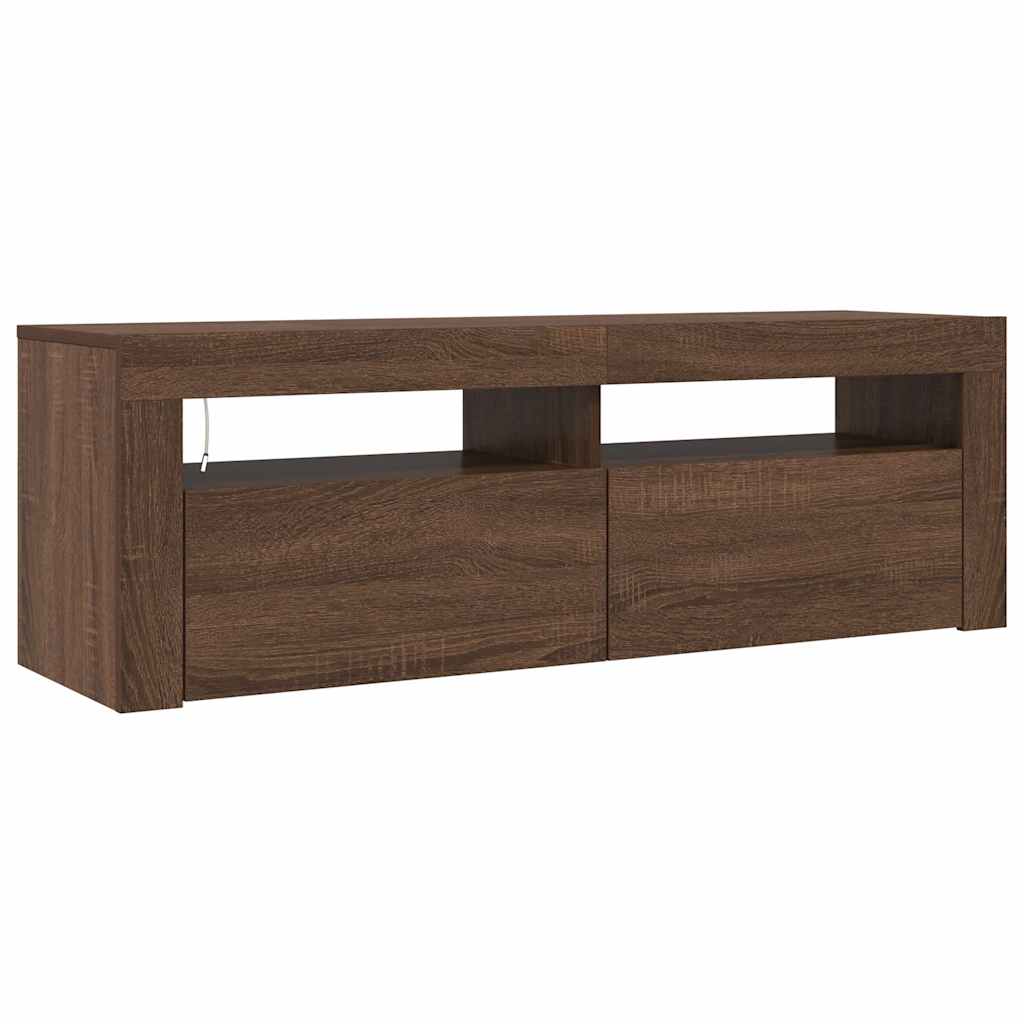 TV-Schrank mit LED-Leuchten Braun Eichen-Optik 120x35x40 cm
