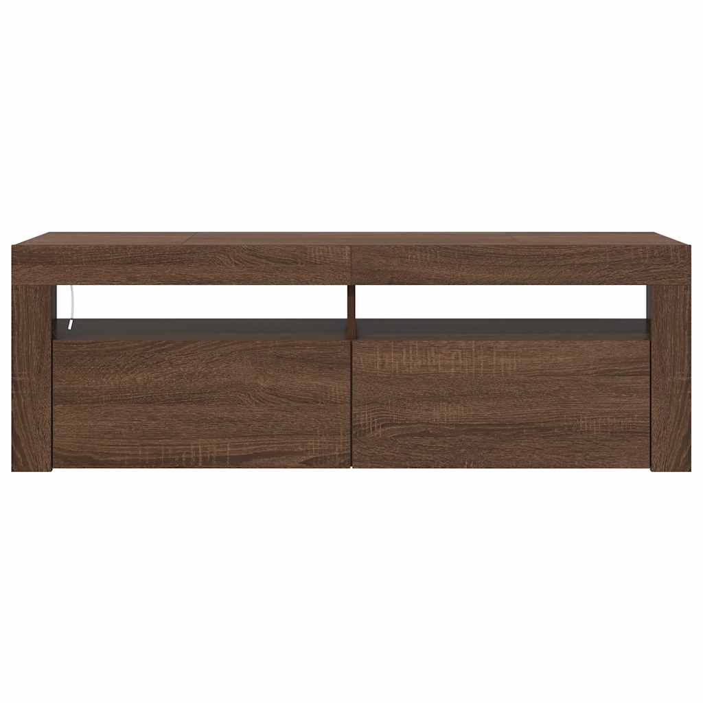 TV-Schrank mit LED-Leuchten Braun Eichen-Optik 120x35x40 cm