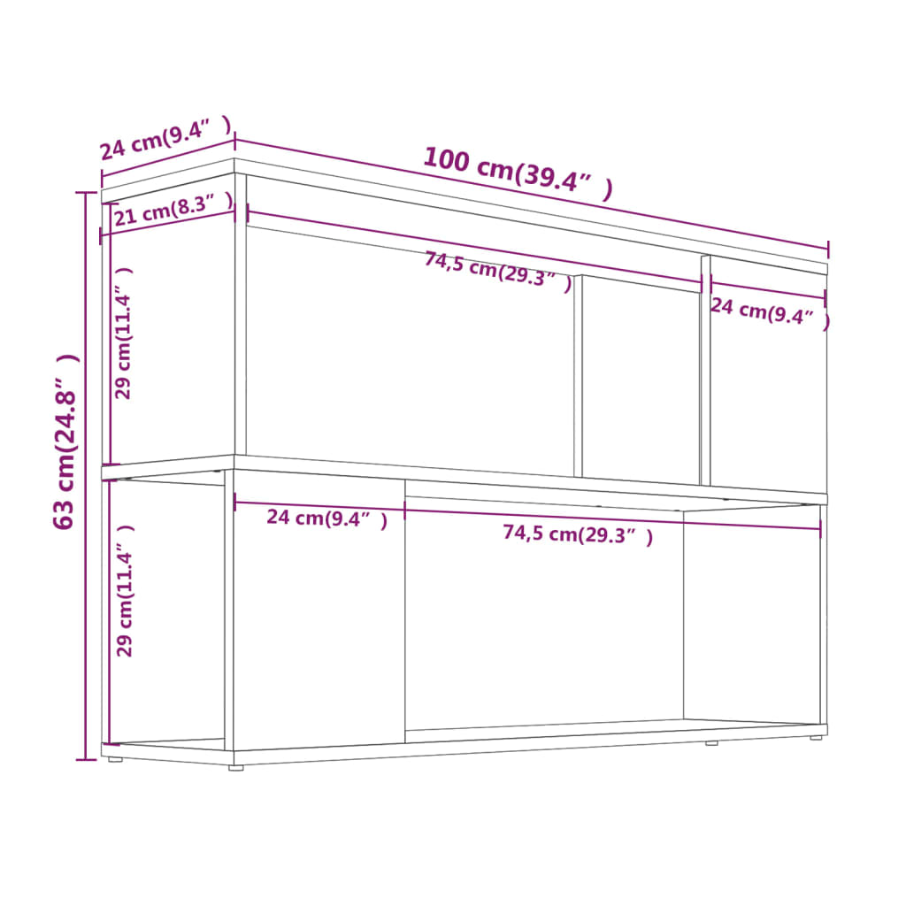 Bogreol Brun Eg Look 100x24x63 cm Træmateriale