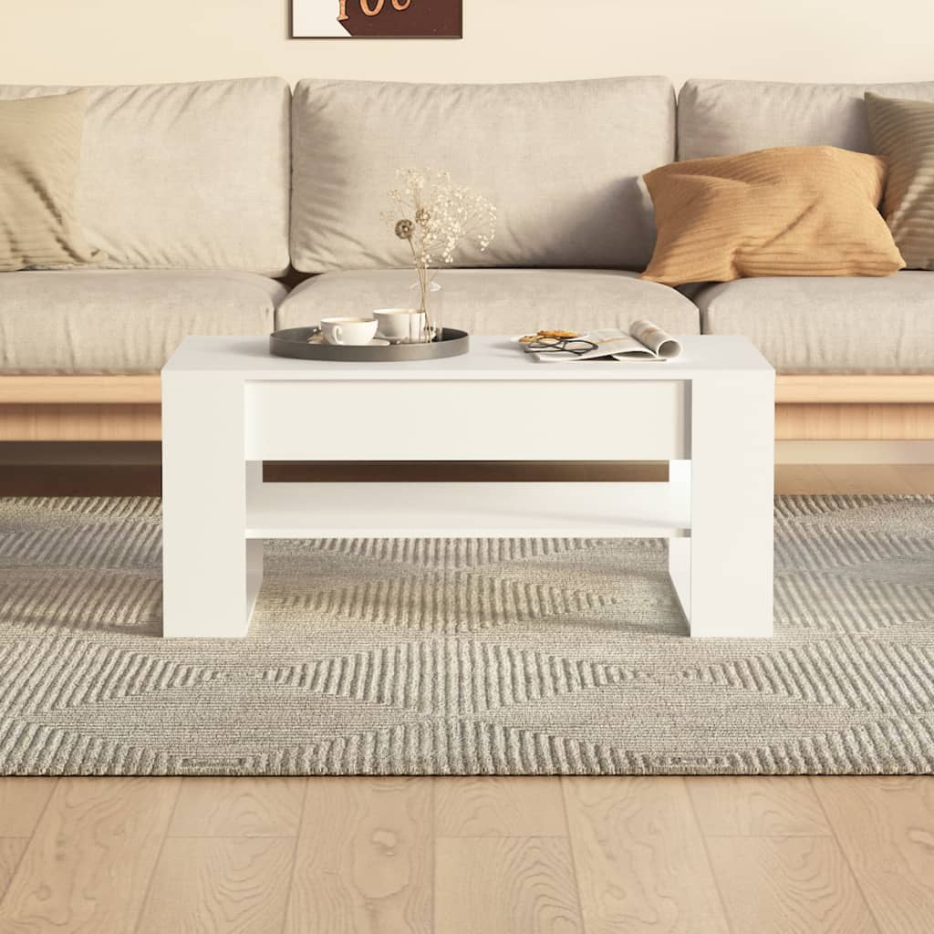 Sofabord Hvid 102x55x45 cm Træ Materiale