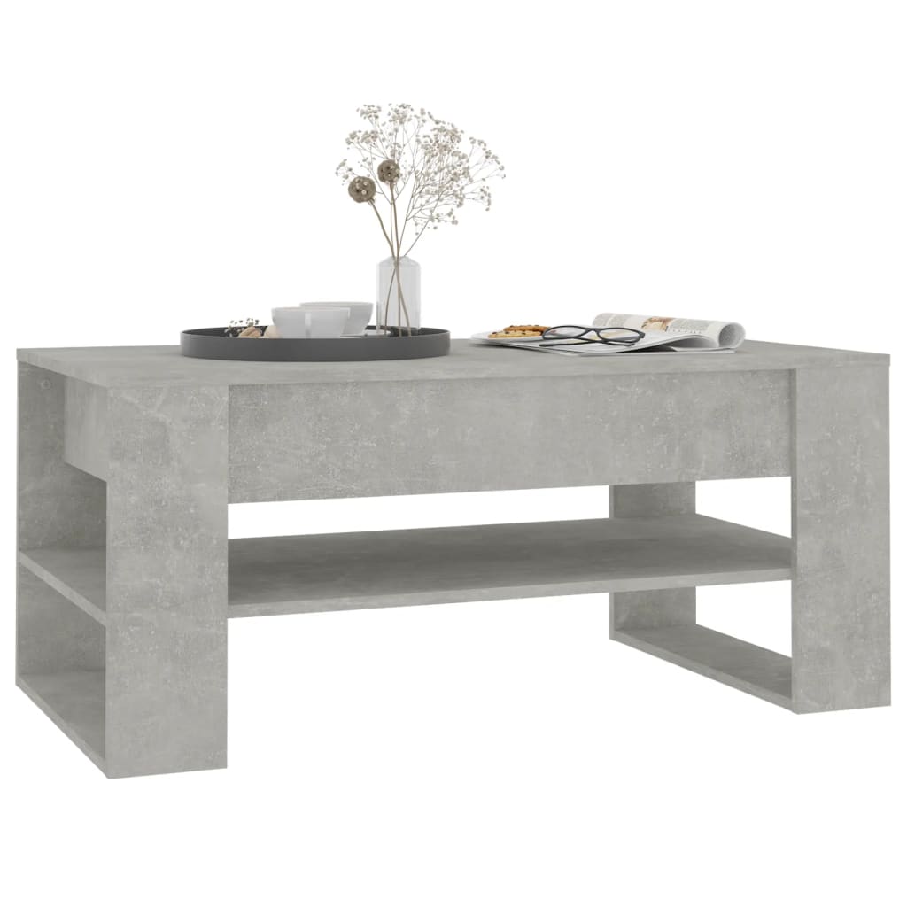 Sofabord betongrå 102x55x45 cm træmateriale