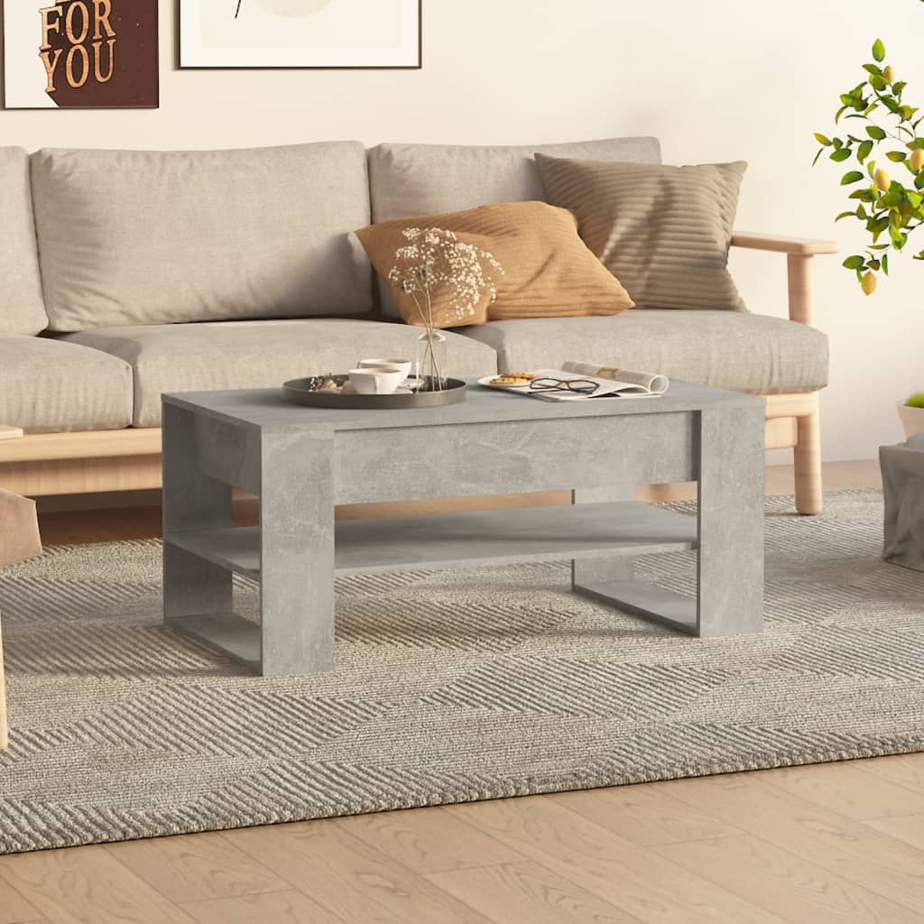 Sofabord betongrå 102x55x45 cm træmateriale