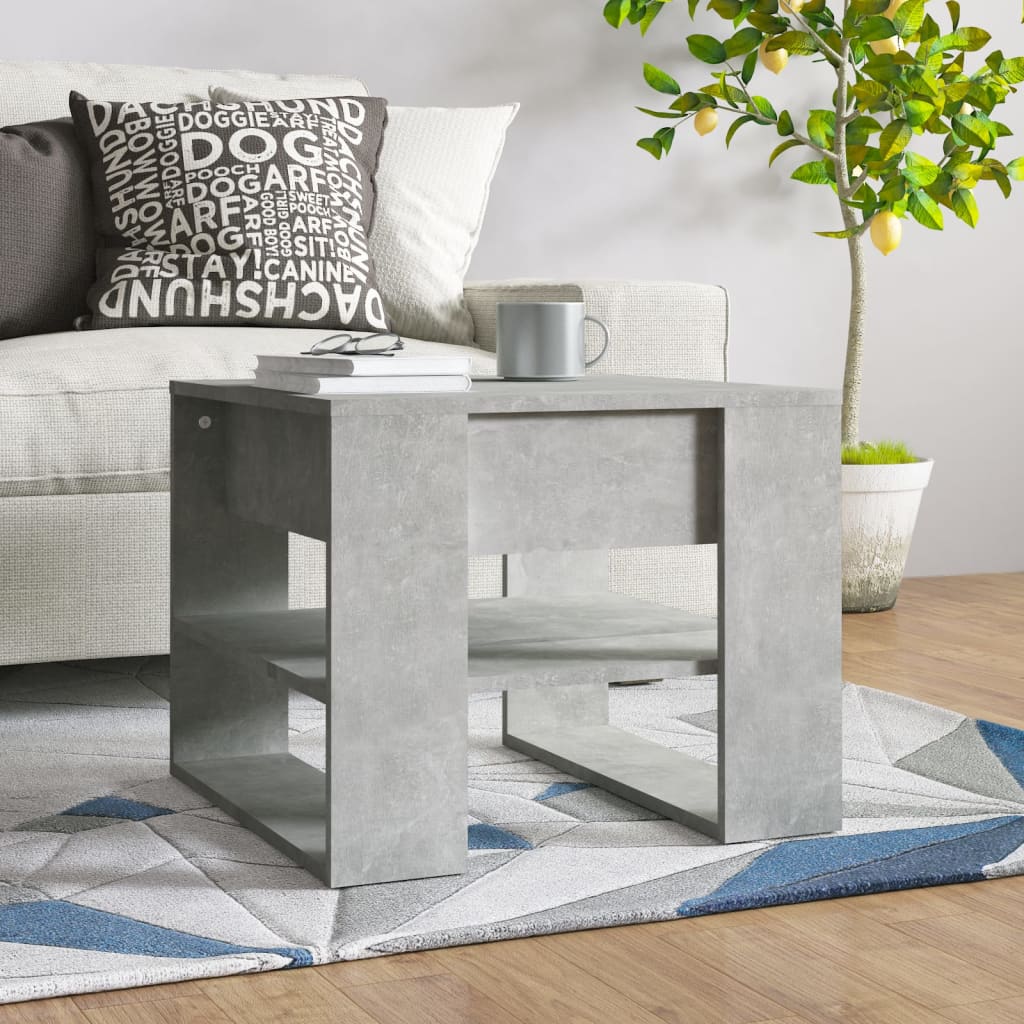 Sofabord betongrå 55,5x55x45 cm træmateriale
