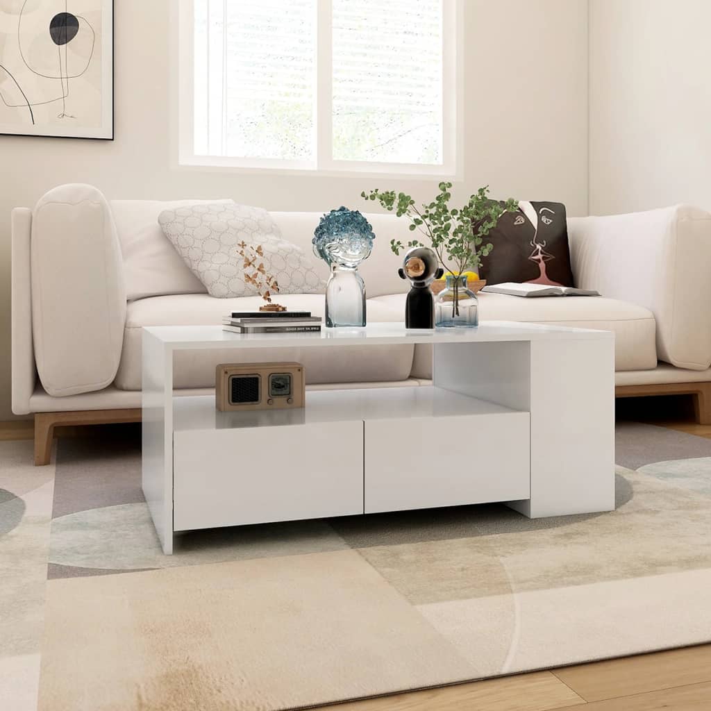 Sofabord Hvid 102x55x42 cm Træ Materiale