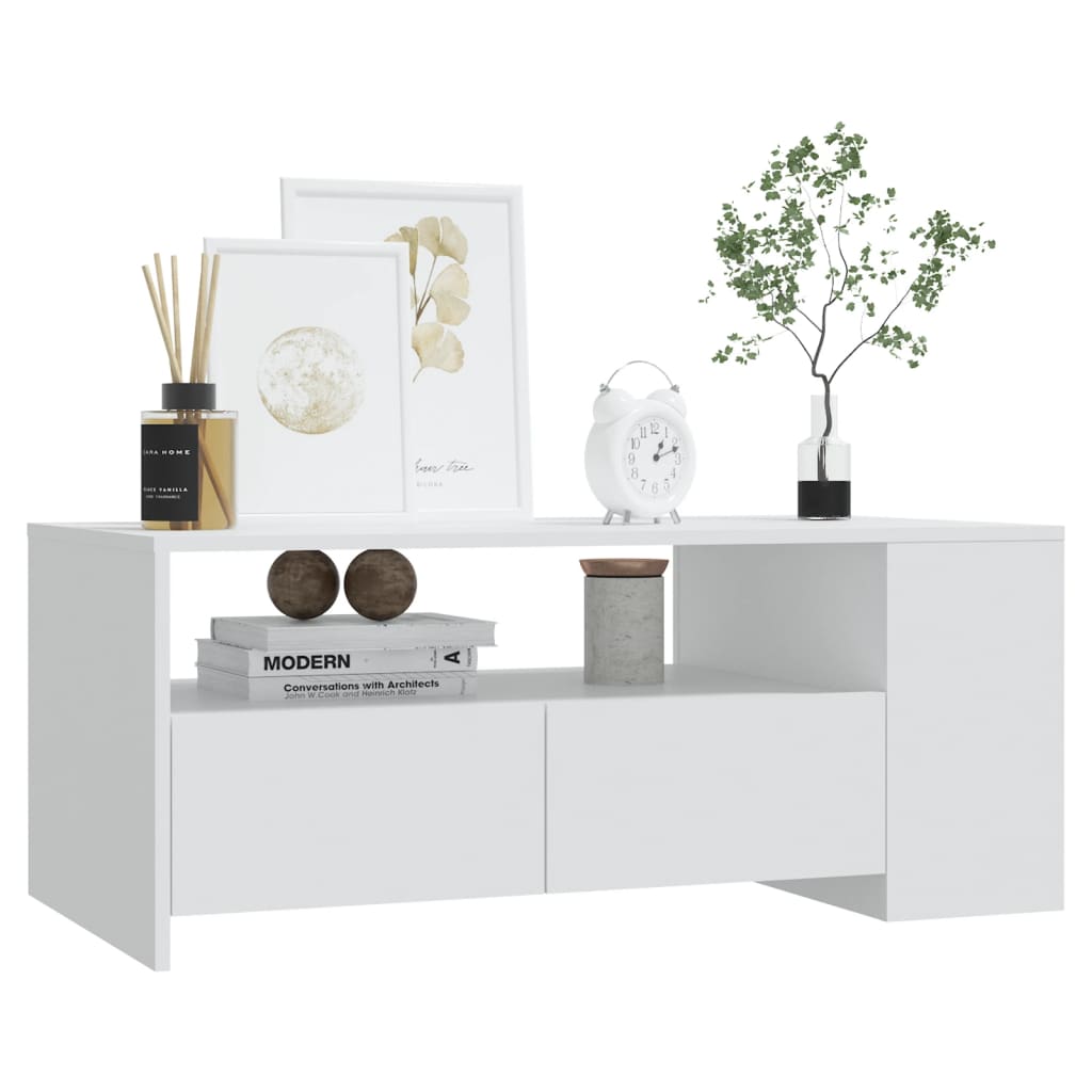 Sofabord Hvid 102x55x42 cm Træ Materiale