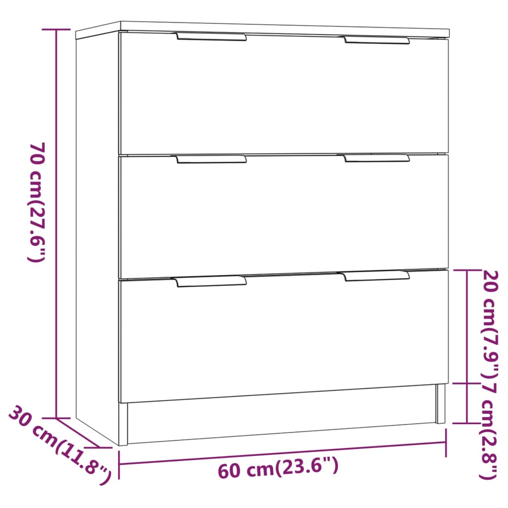 Skænk Sonoma Eg 60x30x70 cm Træ Materiale