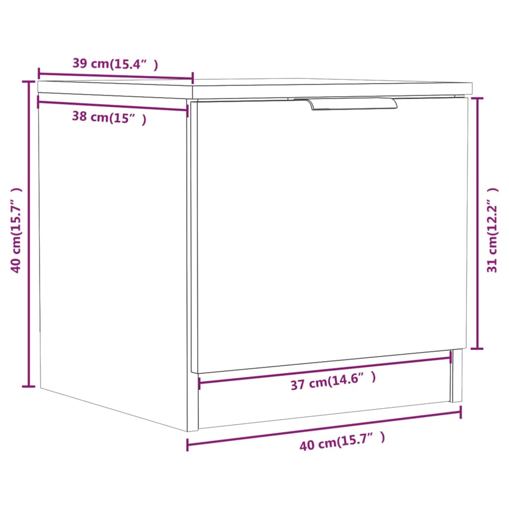 Sengeborde 2 stk Sonoma eg 40x39x40 cm