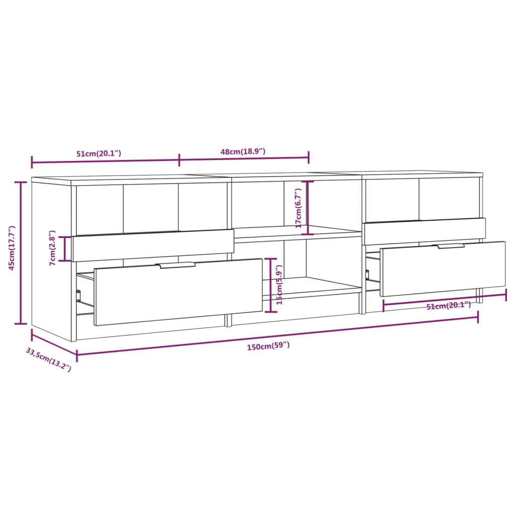 TV-Schrank Schwarz 150x33,5x45 cm Holzwerkstoff