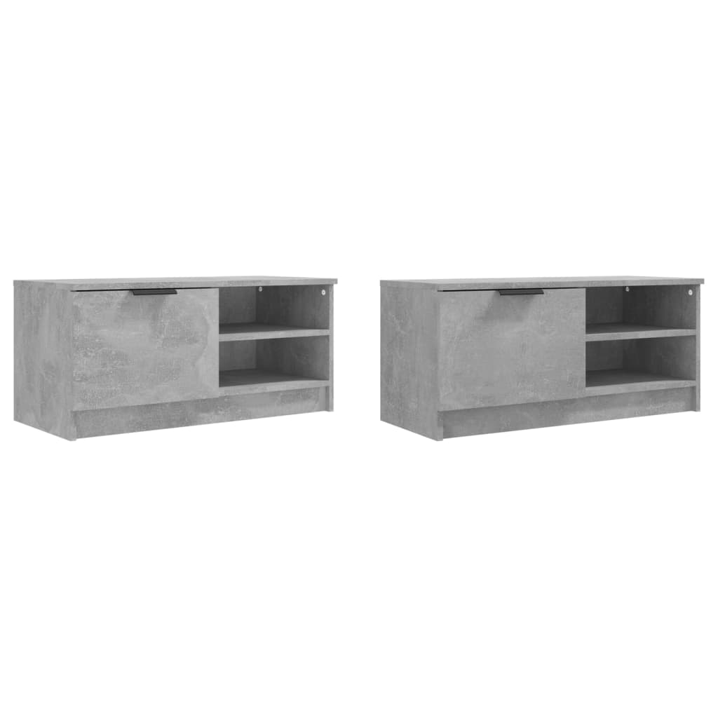 TV-skabe 2 stk Betongrå 80x35x36,5 cm træmateriale