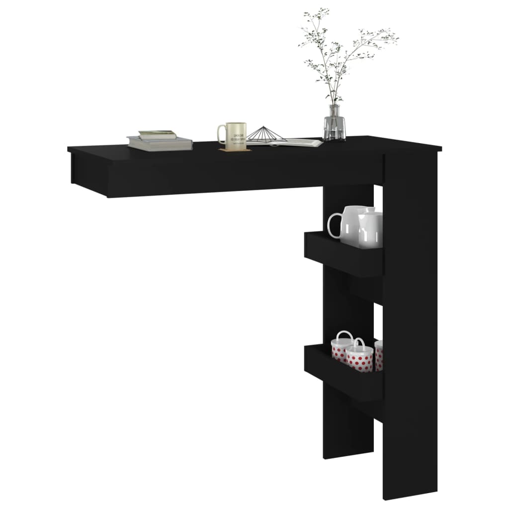 Wall Bar Bord Sort 102x45x103,5 cm Træ Materiale