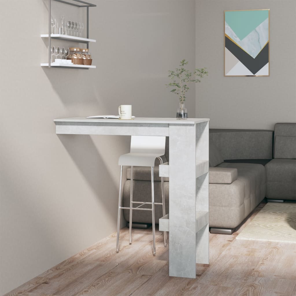 Væghængt barbord betongrå 102x45x103,5 cm træmateriale