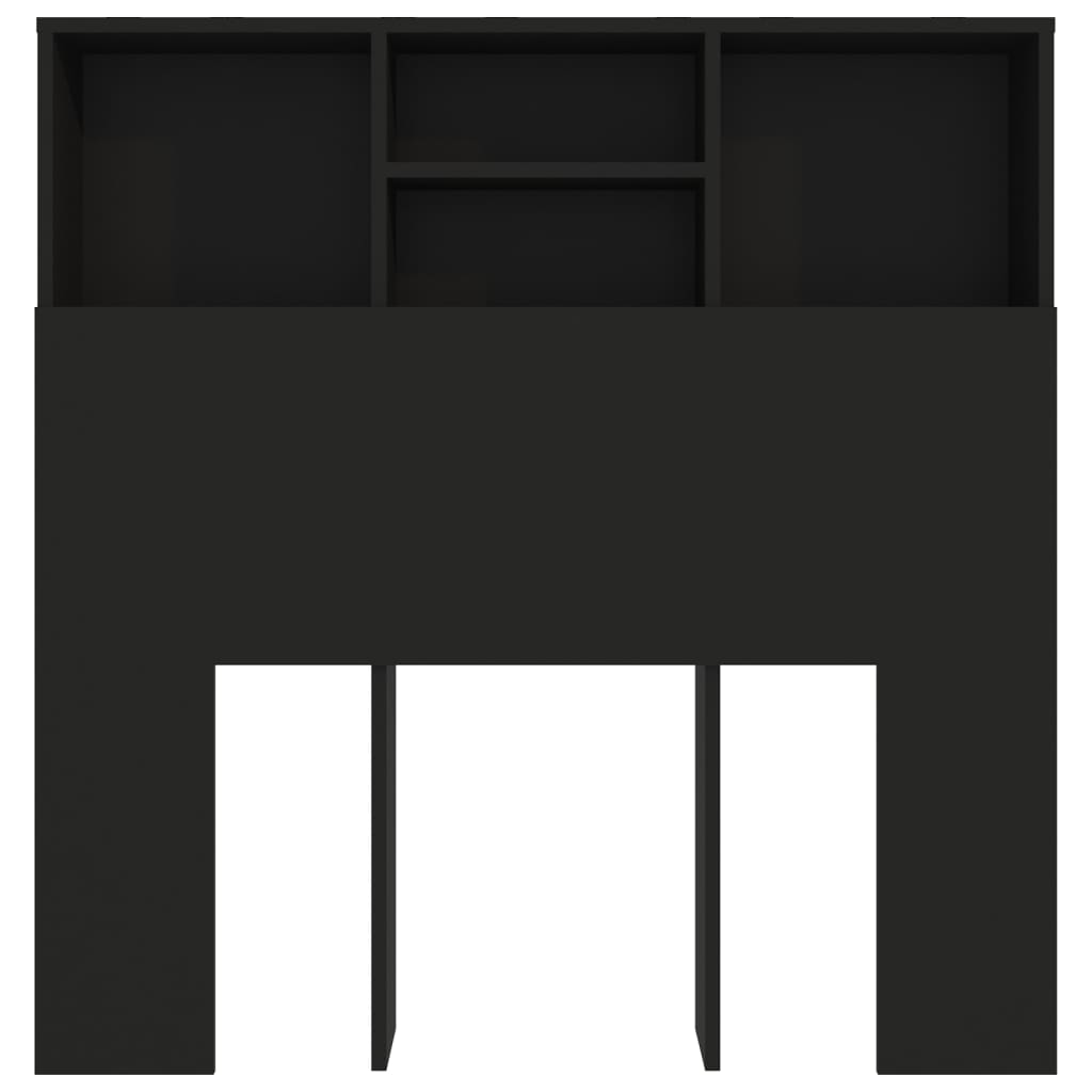 Sengegavl med hylder Sort 100x19x103,5 cm