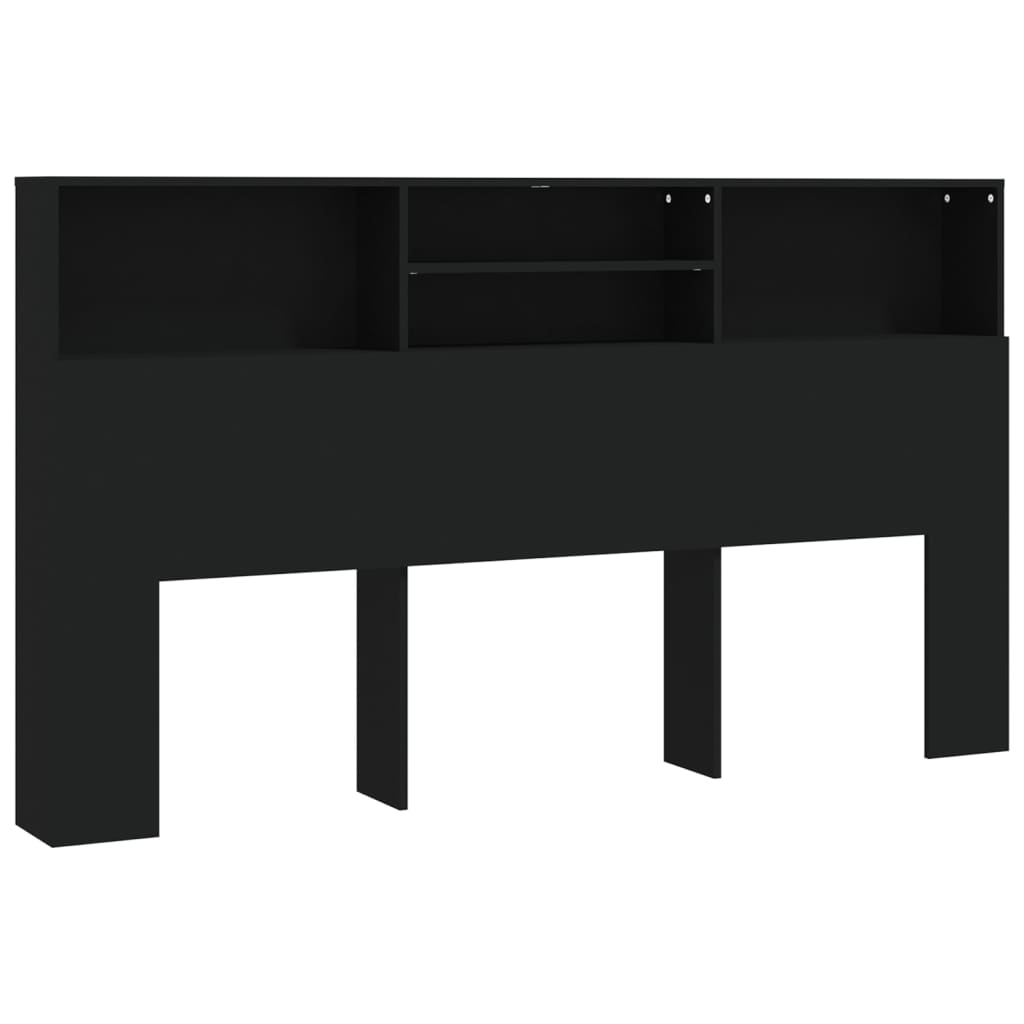 Sengegavl med hylder Sort 180x19x103,5 cm
