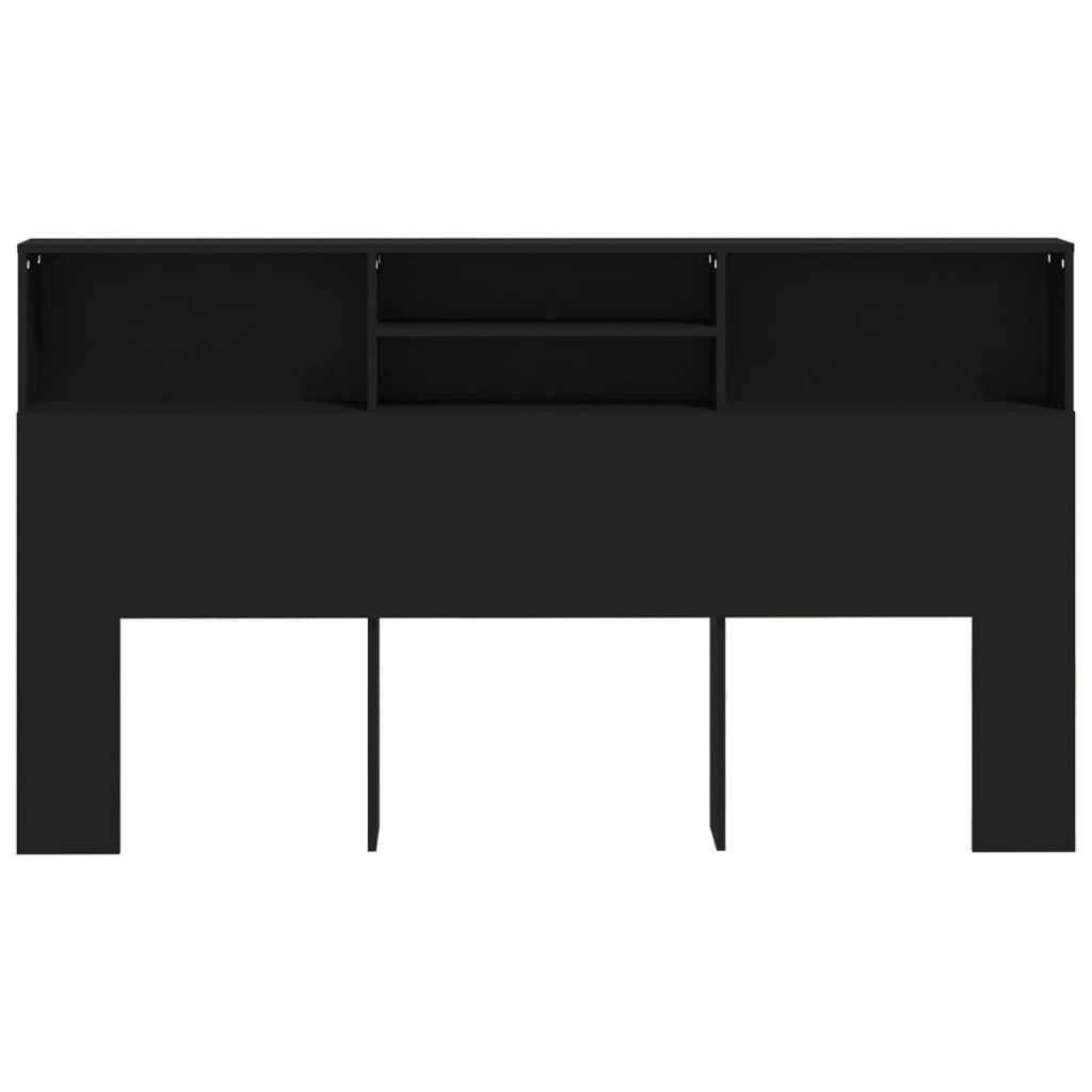 Sengegavl med hylder Sort 180x19x103,5 cm