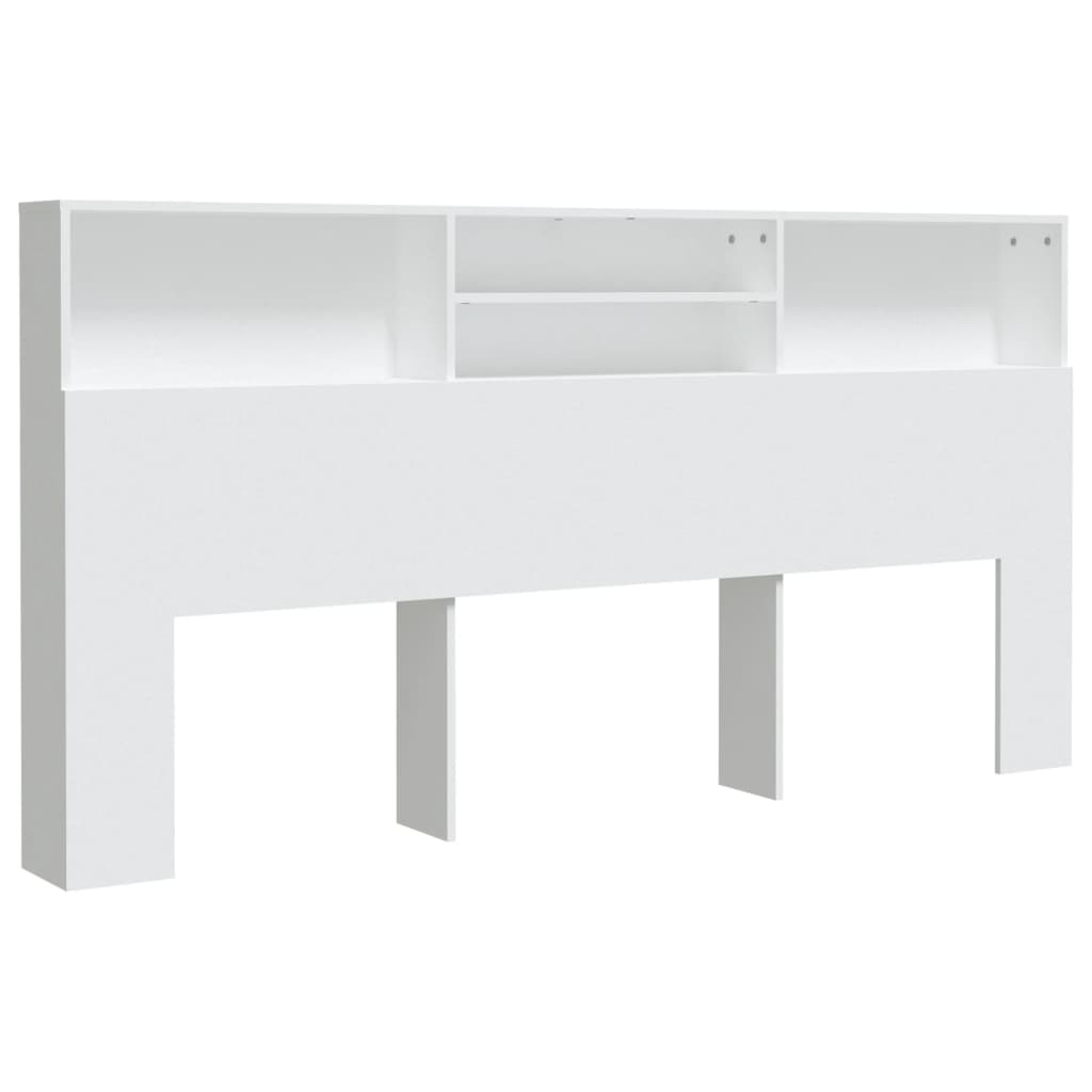 Sengegavl med hylder Hvid 200x19x103,5 cm