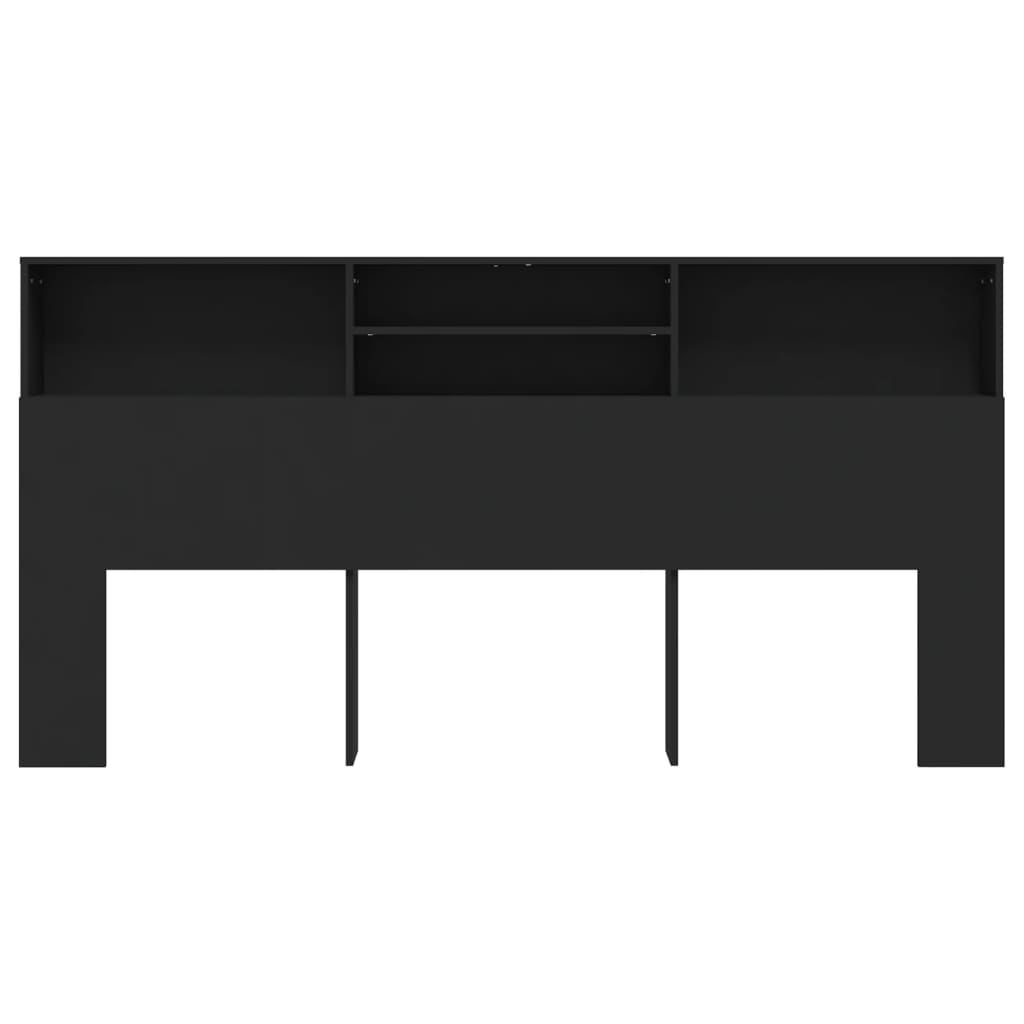 Sengegavl med hylder Sort 200x19x103,5 cm