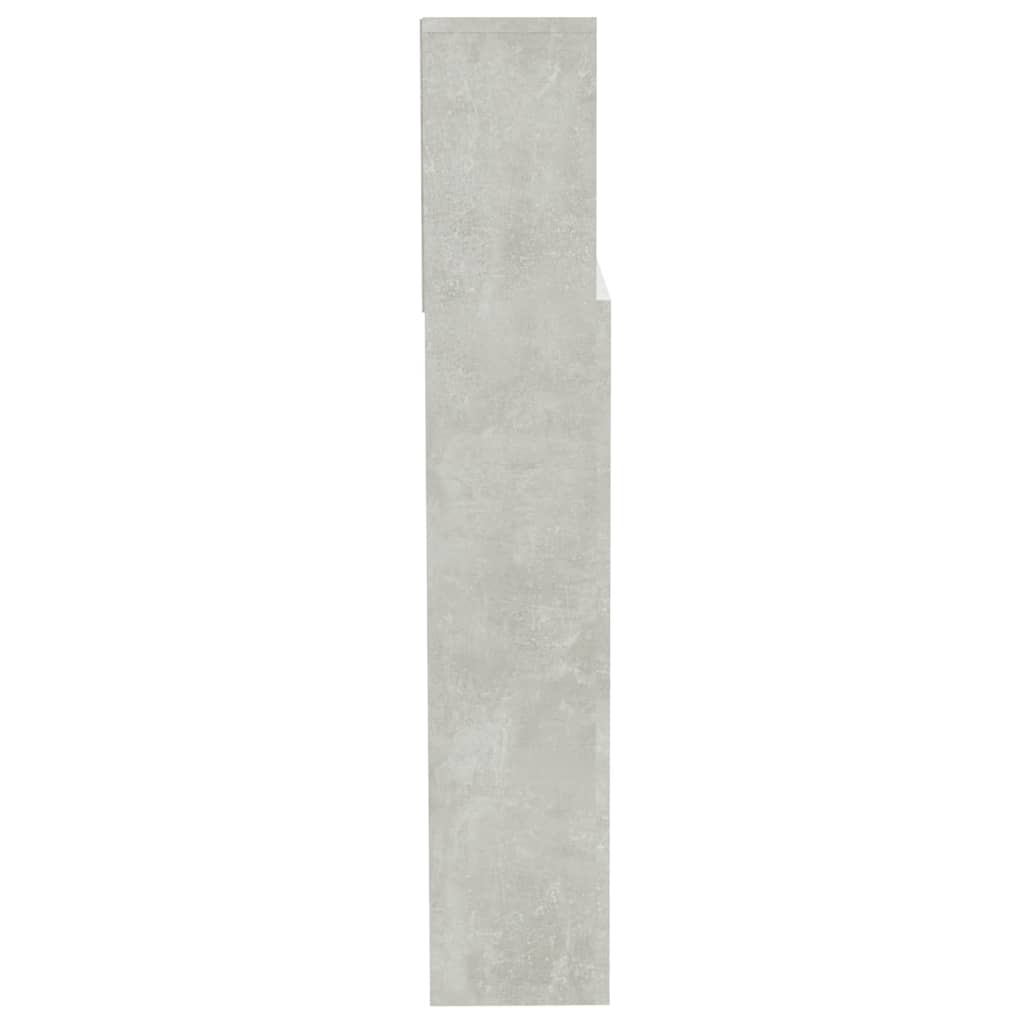 Sengegavl med hylder betongrå 200x19x103,5 cm