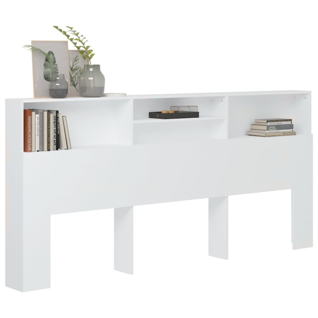 Sengegavl med hylder Hvid 220x19x103,5 cm