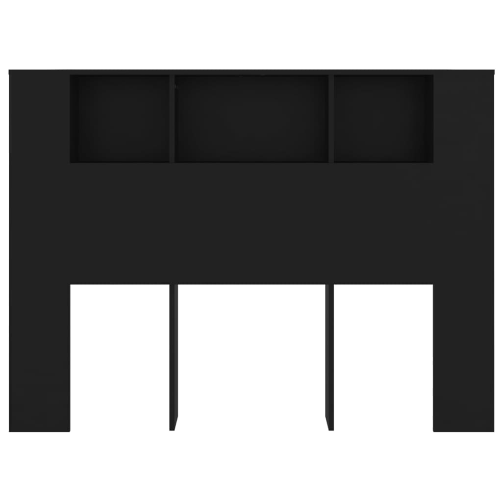Sengegavl med hylder Sort 140x18,5x104,5 cm