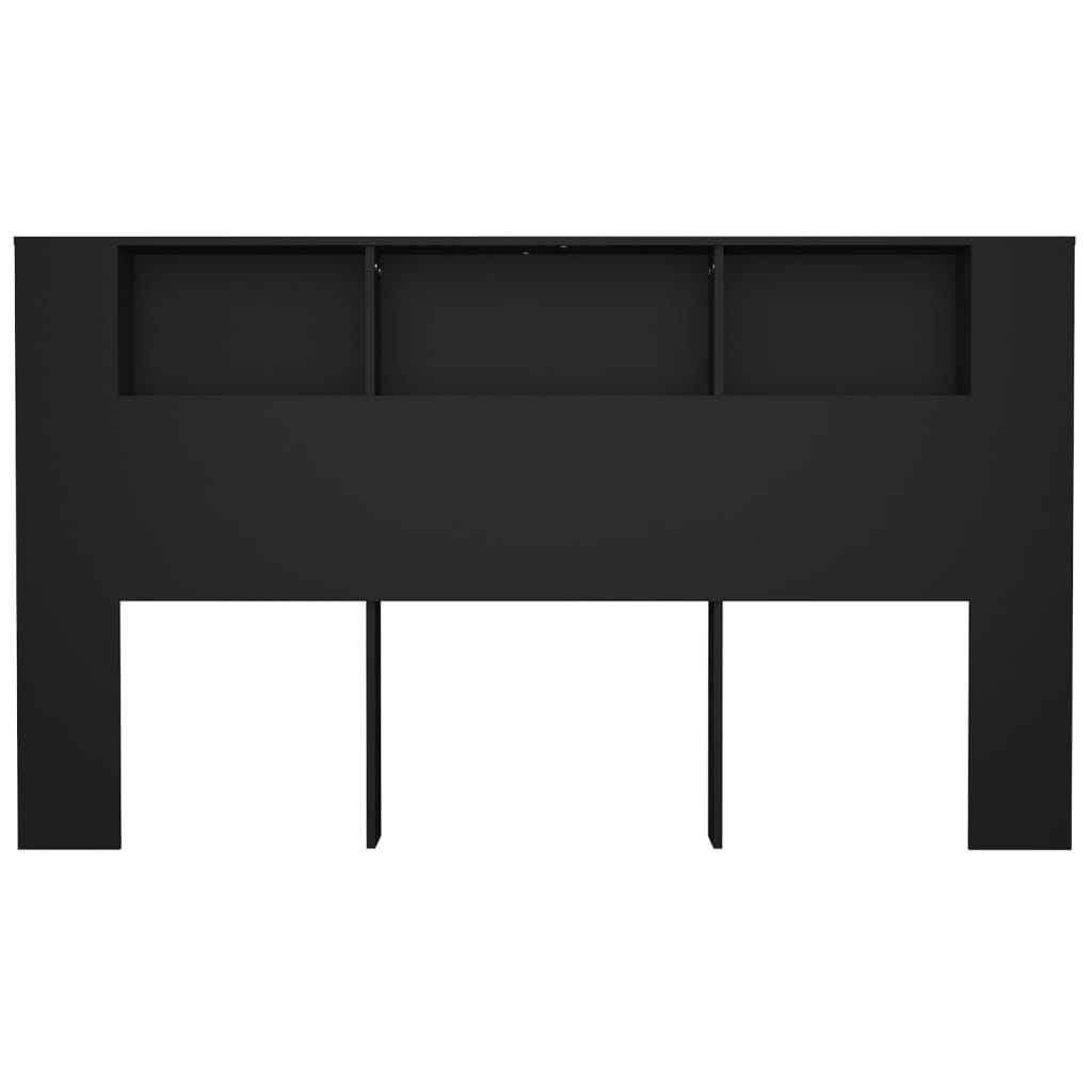 Sengegavl med hylder Sort 180x18,5x104,5 cm