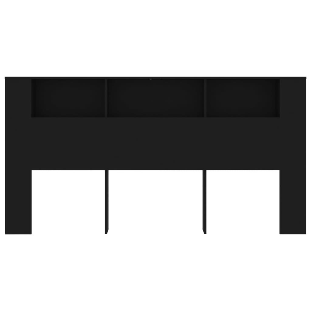 Sengegavl med hylder Sort 200x18,5x104,5 cm
