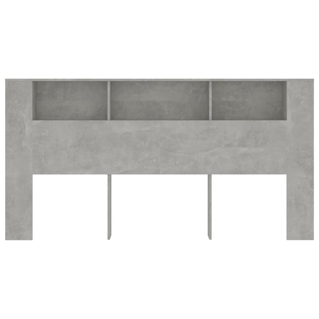 Sengegavl med hylder betongrå 200x18,5x104,5 cm