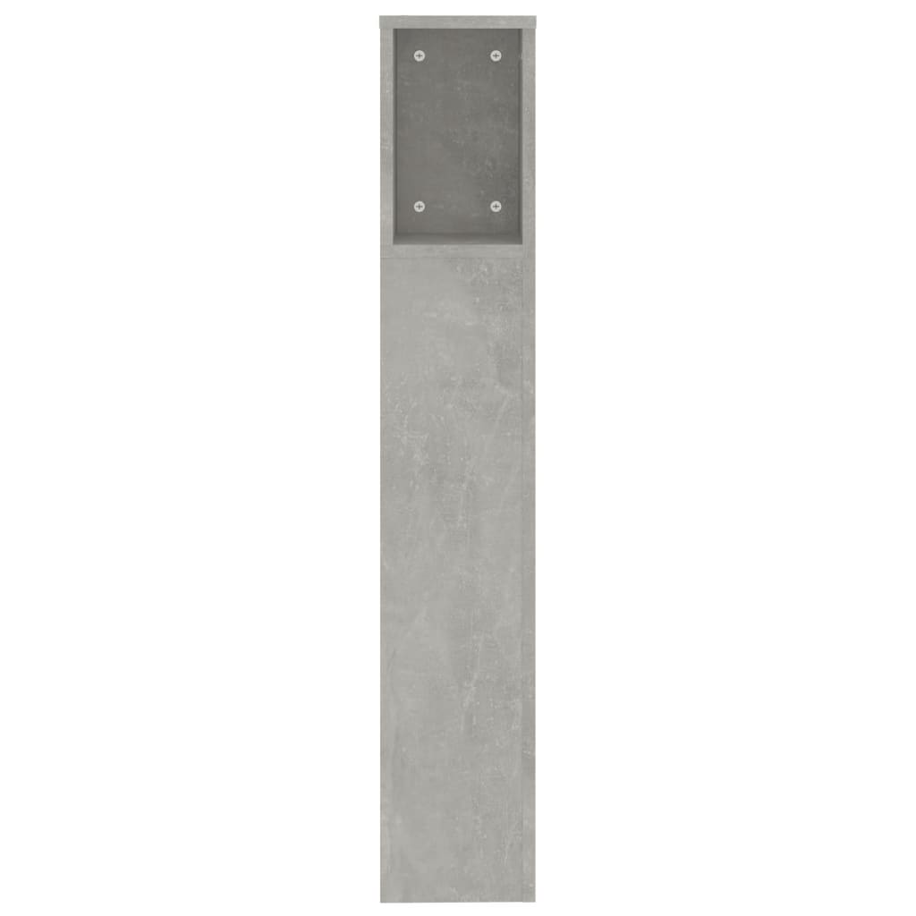 Sengegavl med hylder betongrå 200x18,5x104,5 cm