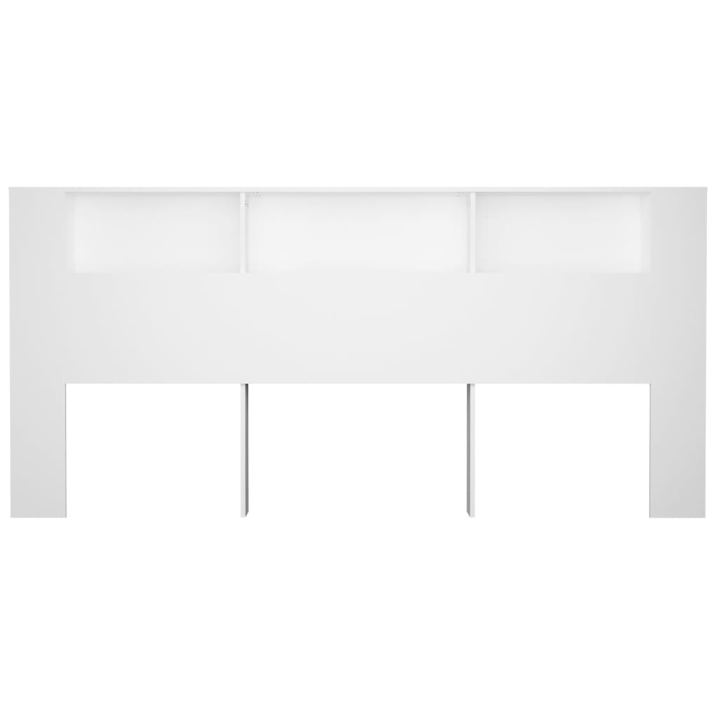 Sengegavl med hylder Hvid 220x18,5x104,5 cm